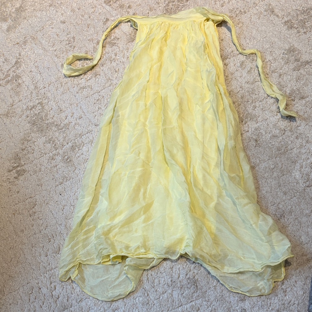 Silk yellow halter top